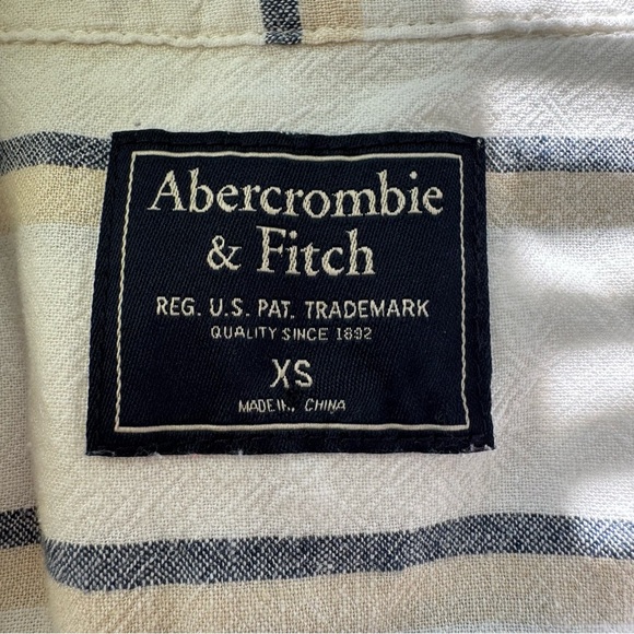 ABERCROMBIE AND FITCH Striped Linen Shirt Long Sleeve Button Down Womens XS - Picture 6 of 8